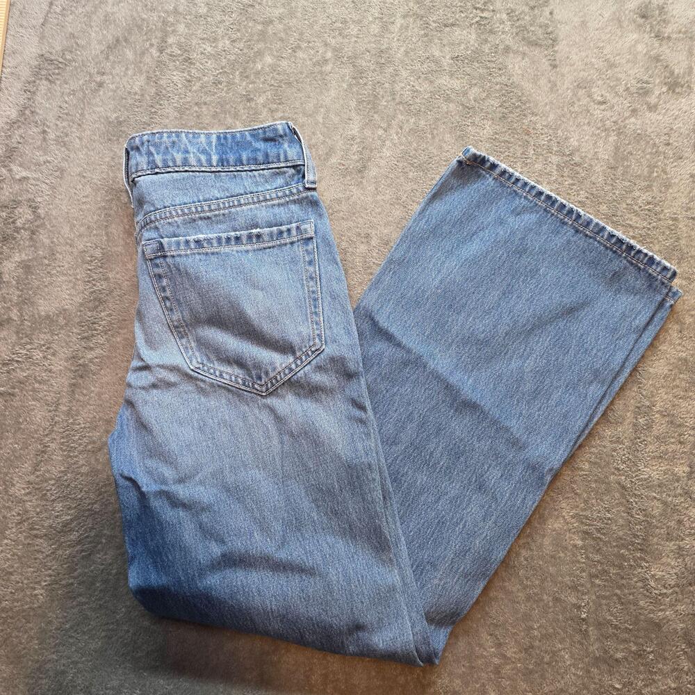 Hollister Low-Rise Baggy Jeans Womens 000R Blue Light Wash Wide Leg Denim